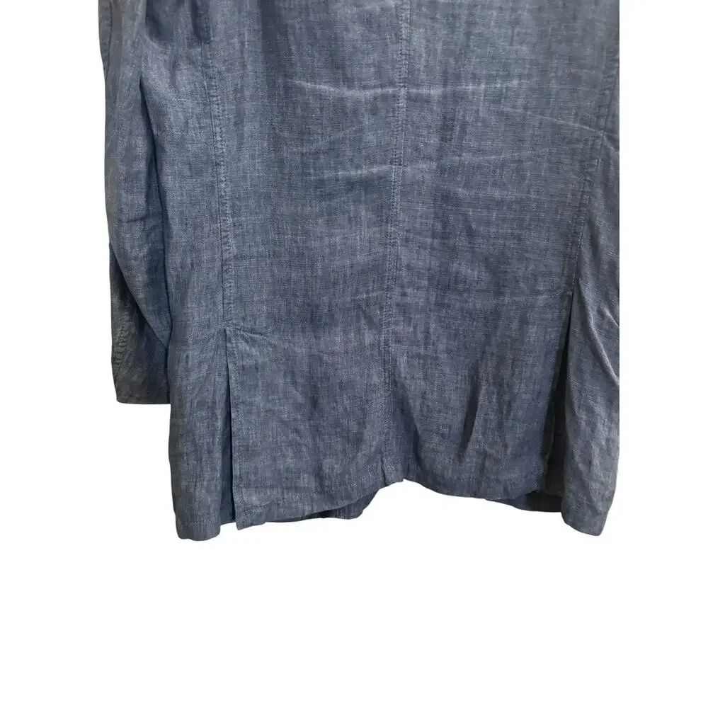 Canali Blazer Mens 40 L (50 EU) Blue Linen Sportswear Unlined Sport Coat Jacket
